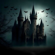© CarlosAlberto - An image of a dark and mysterious castle with bats flying around it in an American Gothic style - generated by ai