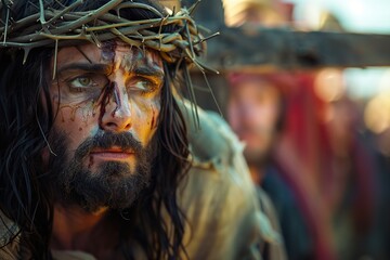 Canvas Print - Jesus Christ wearing a crown of thorns.	