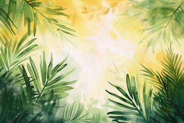 Wall Mural - Palm sunday watercolor painting background.
