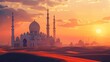Cinematic Mosque On Sunset, Islamic Background