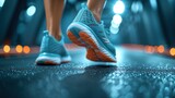 Fototapeta Londyn - runner's legs in sneakers close-up