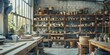 © xartproduction - A pottery studio with shelves full of clay pots and vases