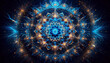 © Jayster.z - Neon blue and gold mandala with ethereal abstract background and sparkling effects - Generative AI