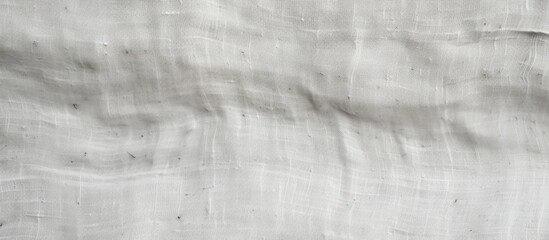 Wall Mural - A closeup shot of a white cloth with a textured grey pattern. The monochrome photography captures the tints and shades of the fabric, resembling wood flooring