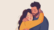 depressive portrait a girl and a man hugging