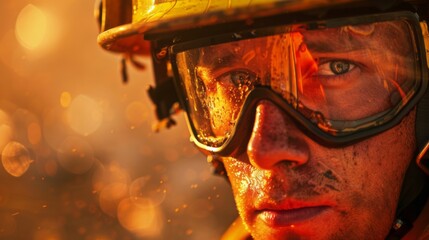 Close-up of fireman worker portrait