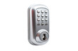An electronic door lock, designed with modern technology. The lock features a keypad or keycard entry system for secure access control. Isolated on a Transparent Background PNG.
