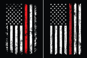 Wall Mural - Thin Red Line Firefighter Flag.