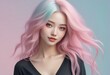Portrait of a beautiful girl with pink hair,  Girl with pink hair