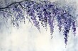 Watercolor painting of purple wisteria on grunge background