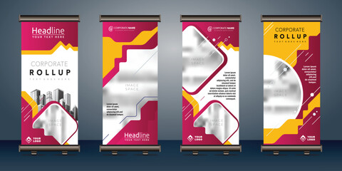 Wall Mural - roll up banners template with business presentation design template 