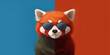  little  red panda wearing sunglasses on a solid color background, vector art, digital art