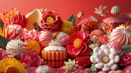 Wall Mural - A close up of a bunch of cupcakes on a table