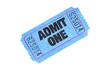 Admit One, Entry Ticket, Isolated on transparent background