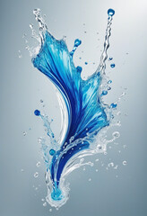 Wall Mural - liquid sapphire blue splash frozen in an abstract futuristic 3d texture isolated on a transparent background,   colorful background