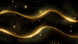 Digital technology golden 3D curve abstract graphic poster web page PPT background