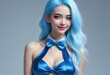 Beautiful young woman with blue hair and bright makeup,  Beauty, fashion