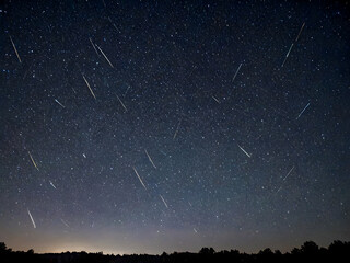 Night sky with stars and milky way. Long exposure photograph.