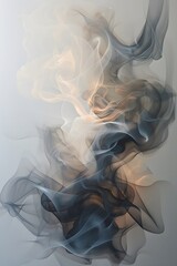 Poster - abstract black and white smoke on a white background