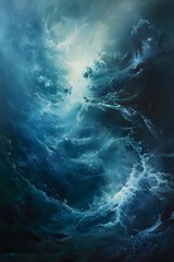 Wall Mural - abstract blue smoke on a dark background