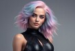 Beautiful girl with colorful hair,  Portrait of a beautiful girl with pink hair