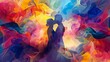 multicoloured abstract background with love couple