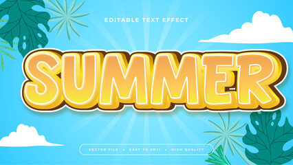 Wall Mural - Yellow green and blue summer 3d editable text effect - font style