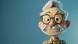 © Vector - 3D illustration of a funny old man with glasses and a mustache. The old man is wearing a plaid shirt and has a surprised expression on his face.