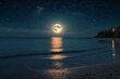beautiful ocean and moon light reflect the water scenery, AI Generative