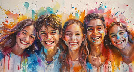 Wall Mural - diverse teens happy free