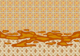 Wall Mural - Digital seamless pattern block print batik vintage. 