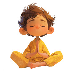 illustration of an Indian kid in pray isolated on transparent background