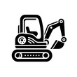 mini excavator as a single simple icon logo vector illustration, isolated on transparent background