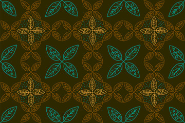 Wall Mural - Batik Kawung is a batik motif whose shape is in the form of a circle similar to a kawung fruit which is neatly arranged geometrically. Seamless pattern background vector.