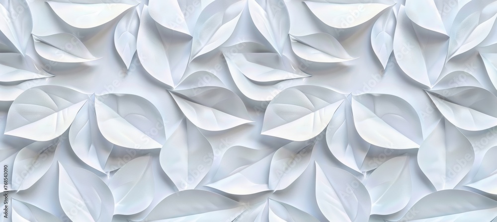 Leaves Cladding Pattern White background with embossed leaves pattern, seamless texture for ...