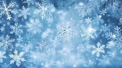 Wall Mural - Digital blue snowflake geometric abstract graphic poster web page PPT background