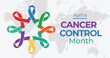 Cancer control month campaign banner. Observed in April. National cancer prevention advocacy poster.