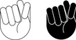 outline silhouette hand fig sign set