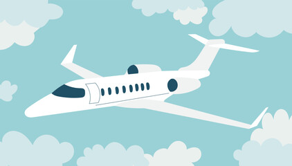 Wall Mural - flying plane in the sky in flat style vector