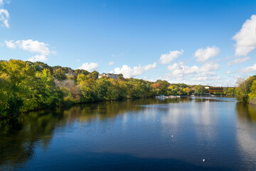 Wall Mural - A view of Charles River from North Beacon Street Bridge in Watertown,  Massachusetts, USA