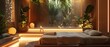 © AI Farm - A soothing setup of a spa or wellness center designed for relaxation and sleep therapy with ambient lighting and tranquil decor