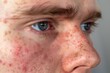 © studioworkstock - closeup of rosacea flareup on a males face during stress