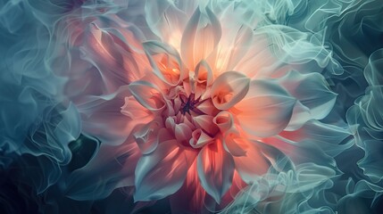 Wall Mural - Time-lapse photography capturing the ephemeral bloom of abstract flowers, their delicate forms unfolding and wilting in a mesmerizing dance of life and death, frozen in exquisite detail in