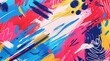 Creative explosion concept. A vibrant abstract illustration with bold strokes, splashes, and doodles in a myriad of colors, anchored by a pencil suggesting artistic creation.