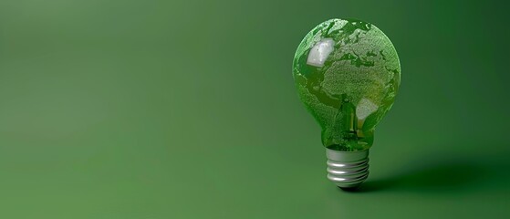 Aufkleber - Green World Map On The Light Bulb With Green Background, Renewable Energy Environmental Protection, Renewable, Sustainable Energy Sources. Eco-Friendly. Renewable Energy.