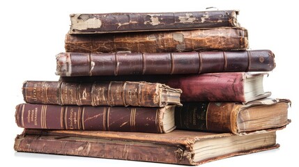 Aufkleber - White background with stacks of old books