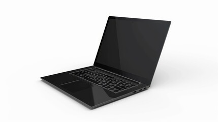 Leinwandbilder - Template for mockup of angled laptop with blank screen isolated on white background