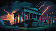 Temple ruins in an ancient rome citys Illustration