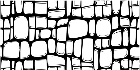 cobblestone pattern stones in black vector illustration