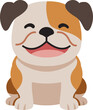 Cartoon character smiling bulldog for design.
